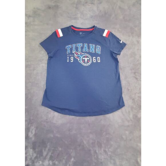 Nike Shirt Womens Sz M Blue Tennessee Titans NFL T-Shirt Athletic Nike Tee C24 - Picture 1 of 8